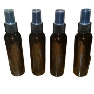 4 oz Amber PET (Plastic) Empty Spray Bottle- Pack of 4
